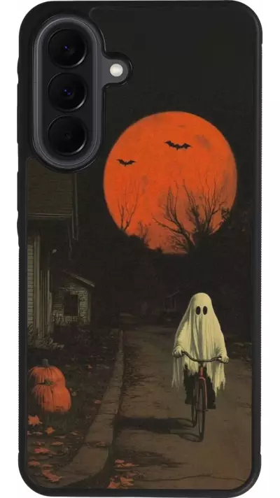 Coque Samsung Galaxy A37 - Silicone rigide noir Halloween 2025 Ghost on a bicycle