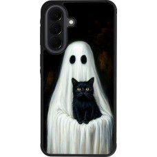 Coque Samsung Galaxy A37 - Silicone rigide noir Halloween 2025 Ghost with black cat