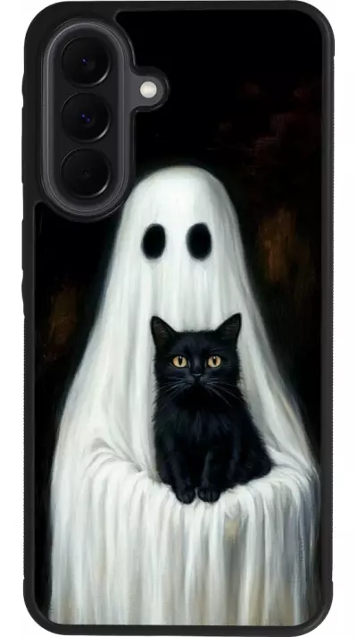 Coque Samsung Galaxy A37 - Silicone rigide noir Halloween 2025 Ghost with black cat