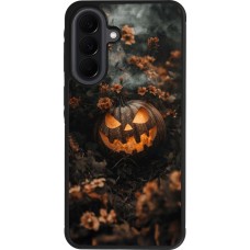 Coque Samsung Galaxy A37 - Silicone rigide noir Halloween 2025 Pumpkin with flowers