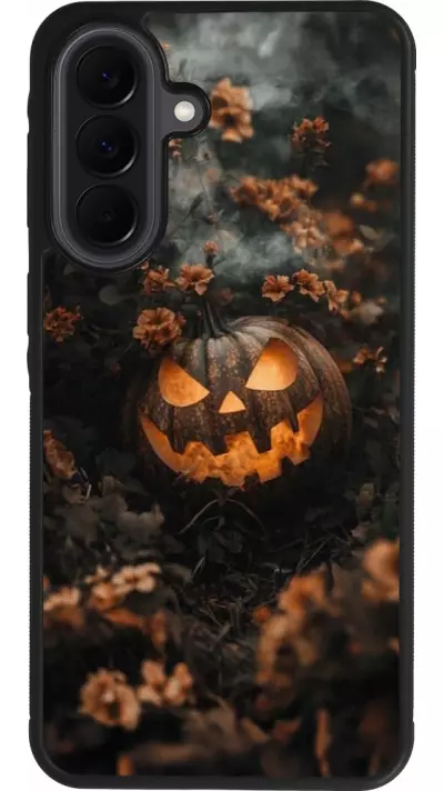 Coque Samsung Galaxy A37 - Silicone rigide noir Halloween 2025 Pumpkin with flowers