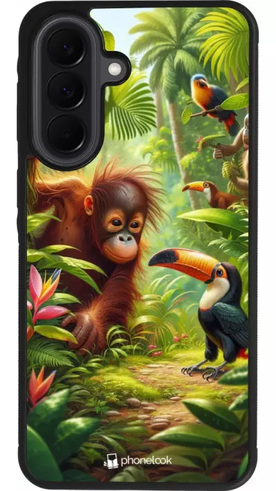 Coque Samsung Galaxy A37 - Silicone rigide noir Jungle Tropicale Tayrona