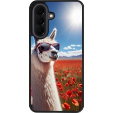 Coque Samsung Galaxy A37 - Silicone rigide noir Lama Chic en Coquelicot
