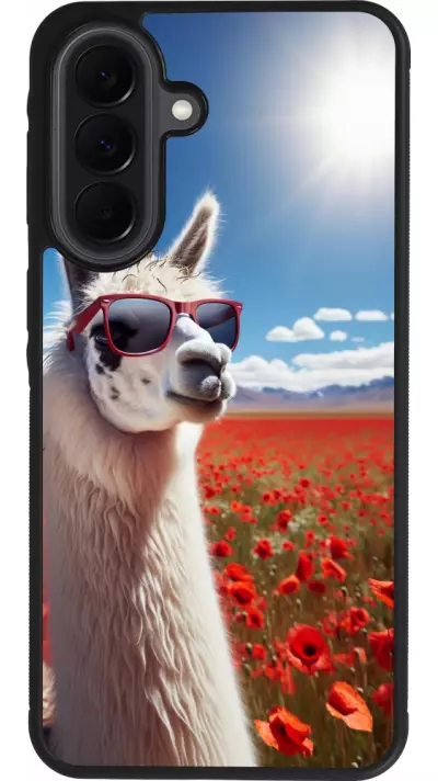 Coque Samsung Galaxy A37 - Silicone rigide noir Lama Chic en Coquelicot