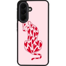 Coque Samsung Galaxy A37 - Silicone rigide noir Leopard with hearts 2026
