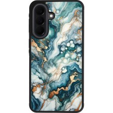 Coque Samsung Galaxy A37 - Silicone rigide noir Marbre Vert Bleu Doré