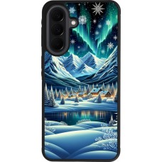 Coque Samsung Galaxy A37 - Silicone rigide noir Snowy Mountain Village Lake night