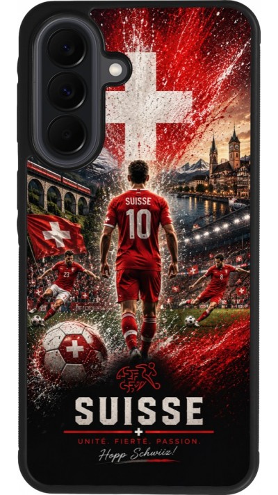 Samsung Galaxy A37 Case Hülle - Silikon schwarz Fussball Suisse splash 2026