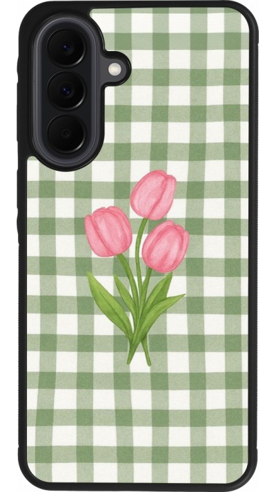 Coque Samsung Galaxy A37 - Silicone rigide noir Green vichy tulips Spring 2026