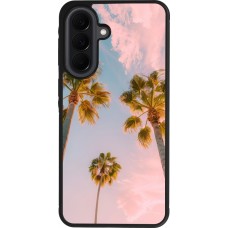 Coque Samsung Galaxy A37 - Silicone rigide noir Summer 2025 Palmiers