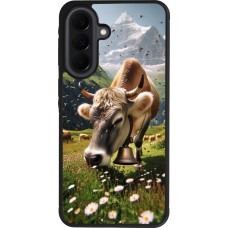 Coque Samsung Galaxy A37 - Silicone rigide noir Vache montagne Valais