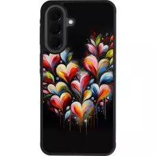 Coque Samsung Galaxy A37 - Silicone rigide noir Valentine 2024 Coeur Noir Abstrait