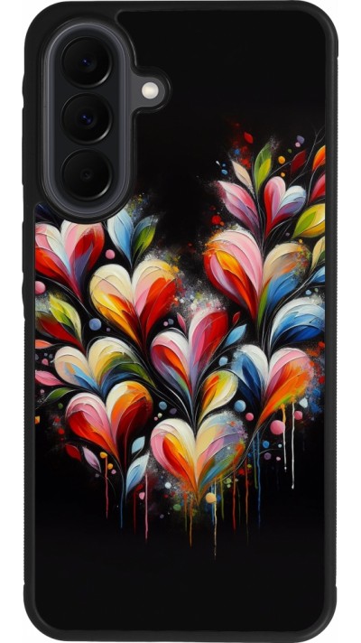 Coque Samsung Galaxy A37 - Silicone rigide noir Valentine 2024 Coeur Noir Abstrait