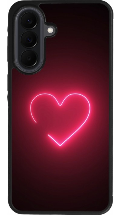 Coque Samsung Galaxy A37 - Silicone rigide noir Valentine 2023 single neon heart