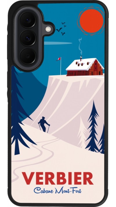 Coque Samsung Galaxy A37 - Silicone rigide noir Verbier Cabane Mont-Fort