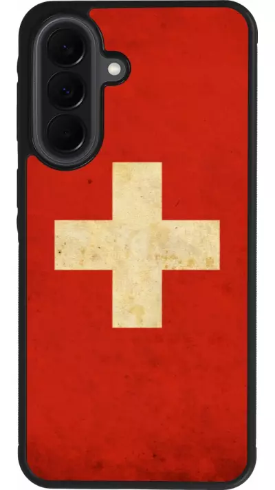 Coque Samsung Galaxy A37 - Silicone rigide noir Vintage Flag SWISS