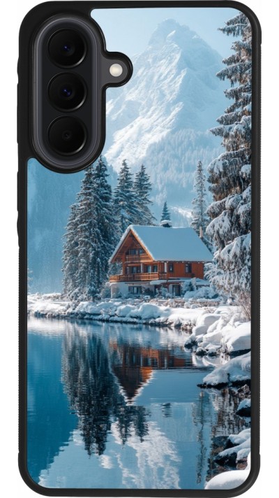 Coque Samsung Galaxy A37 - Silicone rigide noir Winter 25 Winter house forest day