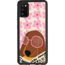 Coque Samsung Galaxy A41 - Silicone rigide noir Dog with newspaper Spring 2026