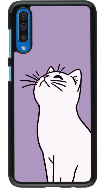 Coque Samsung Galaxy A50 - Chat sur fond violet
