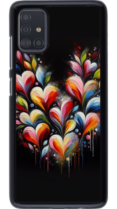 Samsung Galaxy A51 Case Hülle - Valentin 2024 Schwarzes Herz Abstrakt
