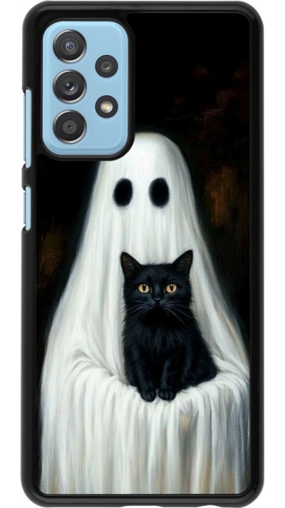 Samsung Galaxy A52 Case Hülle - Halloween 2025 Ghost with black cat