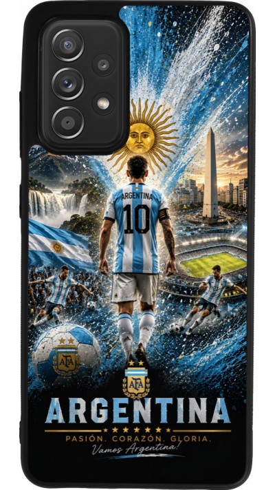 Coque Samsung Galaxy A52 - Silicone rigide noir Football Argentine splash 2026