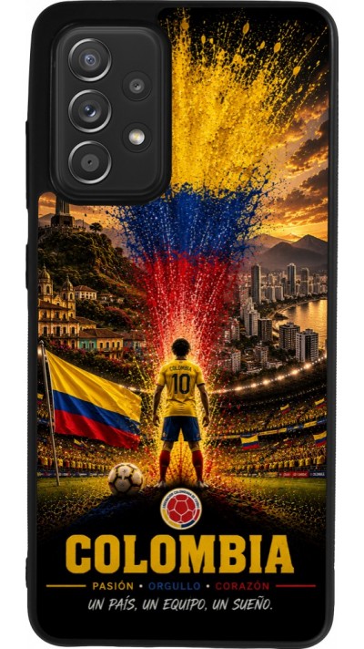 Coque Samsung Galaxy A52 - Silicone rigide noir Football Colombie splash 2026