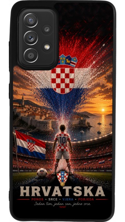 Coque Samsung Galaxy A52 - Silicone rigide noir Football Croatie splash 2026