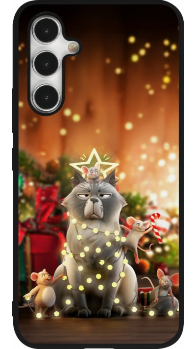 Samsung Galaxy A54 Case Hülle - Silikon schwarz Christmas 25 Xmas Cat