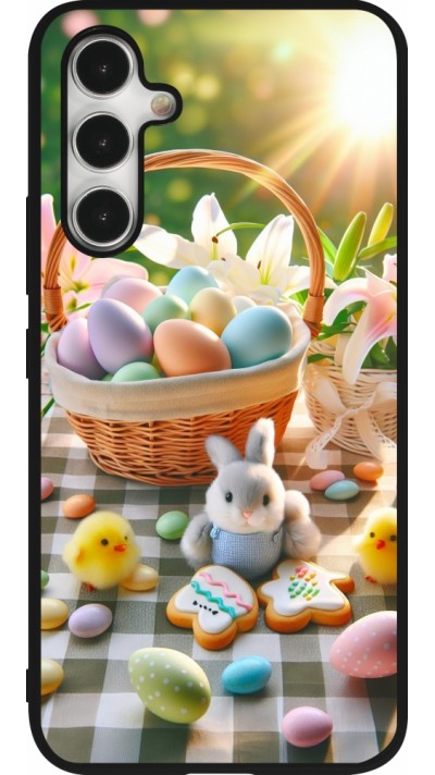 Coque Samsung Galaxy A54 5G - Silicone rigide noir Easter 2025 Panier Pâques
