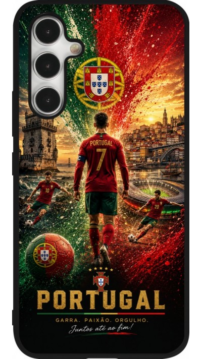 Samsung Galaxy A54 Case Hülle - Silikon schwarz Fussball Portugal splash 2026