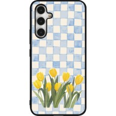 Coque Samsung Galaxy A54 5G - Silicone rigide noir Blue vichy tulips Spring 2026