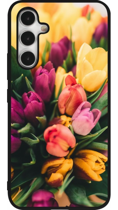 Samsung Galaxy A54 Case Hülle - Silikon schwarz Bouquet of tulips Spring 2026