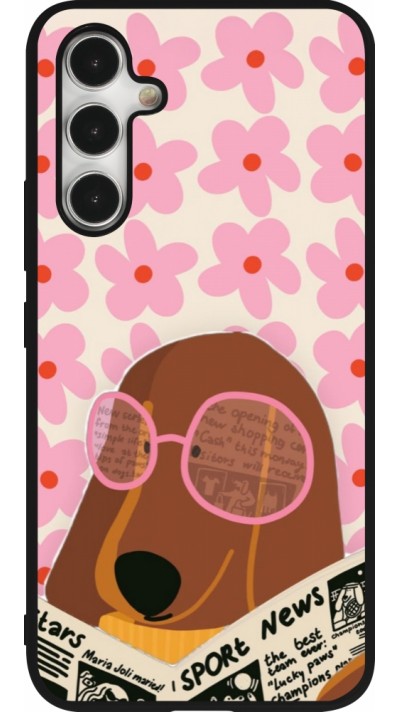 Samsung Galaxy A54 Case Hülle - Silikon schwarz Dog with newspaper Spring 2026