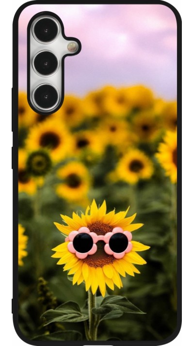 Samsung Galaxy A54 Case Hülle - Silikon schwarz Sunflower with glasses Spring 2026
