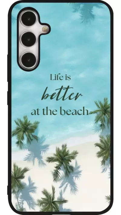 Coque Samsung Galaxy A54 5G - Silicone rigide noir Summer 2025 Life is better at the beach