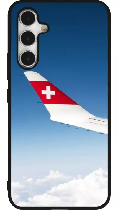 Coque Samsung Galaxy A54 5G - Silicone rigide noir Fête Nationale Suisse Sky Swiss Flag