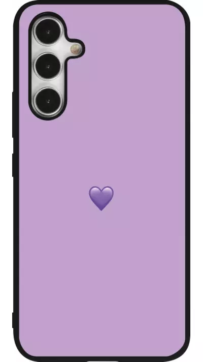 Coque Samsung Galaxy A54 5G - Silicone rigide noir Valentine 2023 purpule single heart