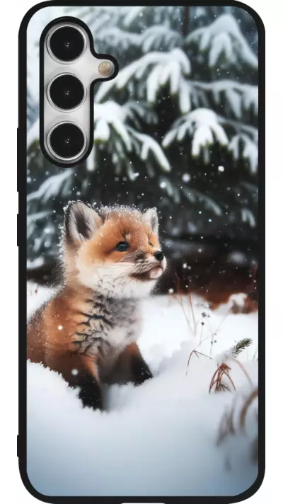 Coque Samsung Galaxy A54 5G - Silicone rigide noir Noël 2023 Renardeau sapin