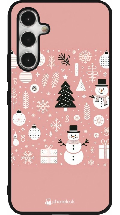 Samsung Galaxy A54 Case Hülle - Silikon schwarz Weihnachten 2024 Rose Schneemann Weihnachten
