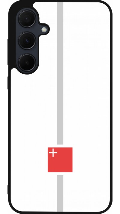 Coque Samsung Galaxy A55 5G - Silicone rigide noir Canton SZ blanc