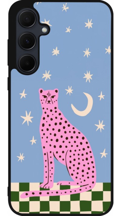 Coque Samsung Galaxy A55 5G - Silicone rigide noir Pink leopard with stars 2026