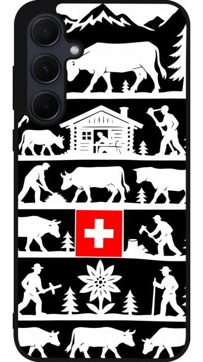 Coque Samsung Galaxy A55 5G - Silicone rigide noir Poya Suisse 1 noir