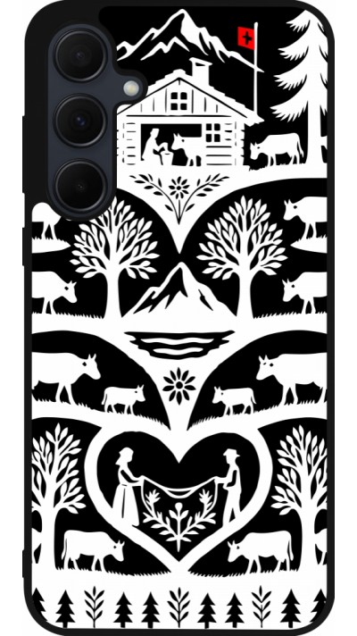 Coque Samsung Galaxy A55 5G - Silicone rigide noir Poya Suisse 2 noir