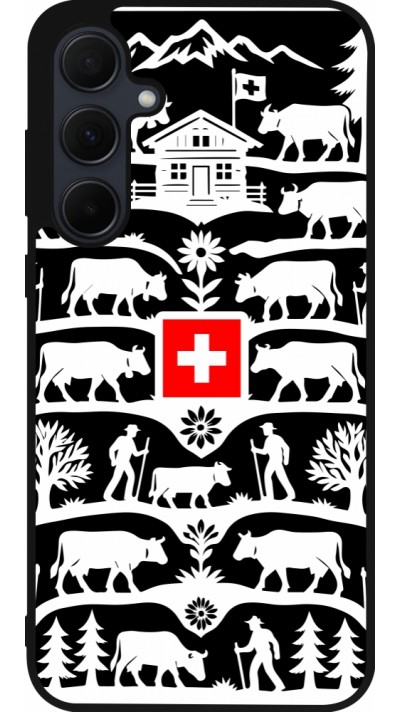 Coque Samsung Galaxy A55 5G - Silicone rigide noir Poya Suisse 3 noir