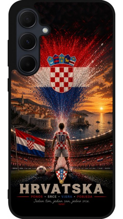 Coque Samsung Galaxy A55 5G - Silicone rigide noir Football Croatie splash 2026