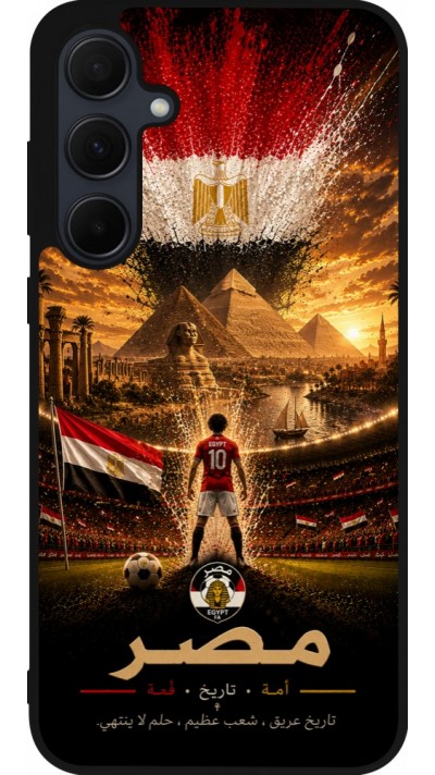 Coque Samsung Galaxy A55 5G - Silicone rigide noir Football Égypte splash 2026