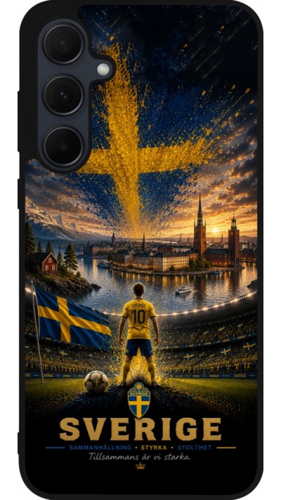 Coque Samsung Galaxy A55 5G - Silicone rigide noir Football Suède splash 2026