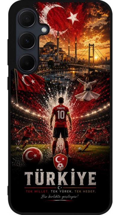 Coque Samsung Galaxy A55 5G - Silicone rigide noir Football Turquie splash 2026