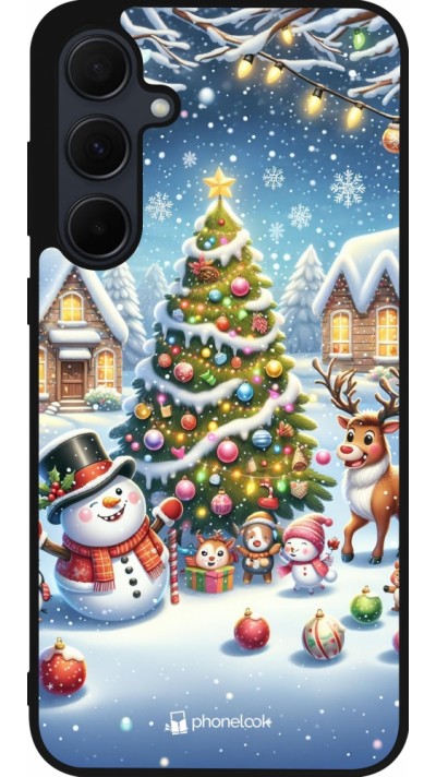 Samsung Galaxy A55 5G Case Hülle - Silikon schwarz Weihnachten 2023 Schneemann und Tannenbaum Samsung Galaxy A55 5G Case Hülle - Silikon schwarz Weihnachten 2023 Schneemann und Tannenbaum